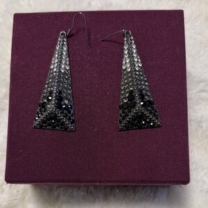 Elegant Black and Silver Triangle Earrings